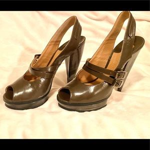 Chloe Slingback Rich Chocolate Patent Leather Platforms